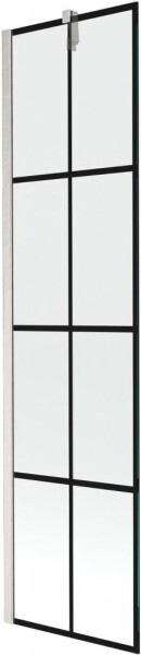 MEXEN/S - Next vaňová zástena FIX 50 x 150, čierna vzor, nikel kefovaná 895-050-000-00-77-97