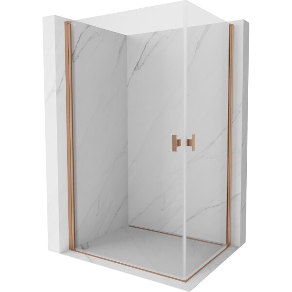 MEXEN/S - Mist-B Duo sprchovací kút dvere krídlové 85 x 75, transparent, meď kartáčovaná 8A2-085-075-65-00