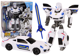 Mamido Auto-robot 2v1 Transformácia Policajné Auto Biele