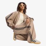 Kalhoty adidas Checks Trouser Loose Crystal Linen/ Aurora Coffee/ Orbit Green S