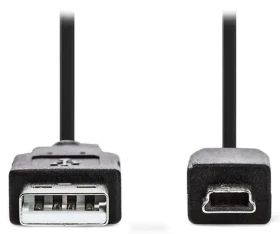 Nedis kábel USB 2.0 A - Mini USB 5pin čierna / Kábel USB / 2 m (CCGL60300BK20)