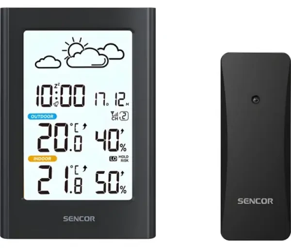 Sencor SWS 2700 / Meteostanica / Bezdrôtový senzor / Predpoveď počasia / LCD displej / Dosah 80 m