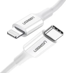 Ugreen US171 Kábel USB-C (M) - Lightning (M) 0,25 m biela / 3A (60746)