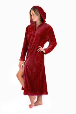 Dámsky župan Siena s kapucňou na zips 3656 burgundy - Vestis M