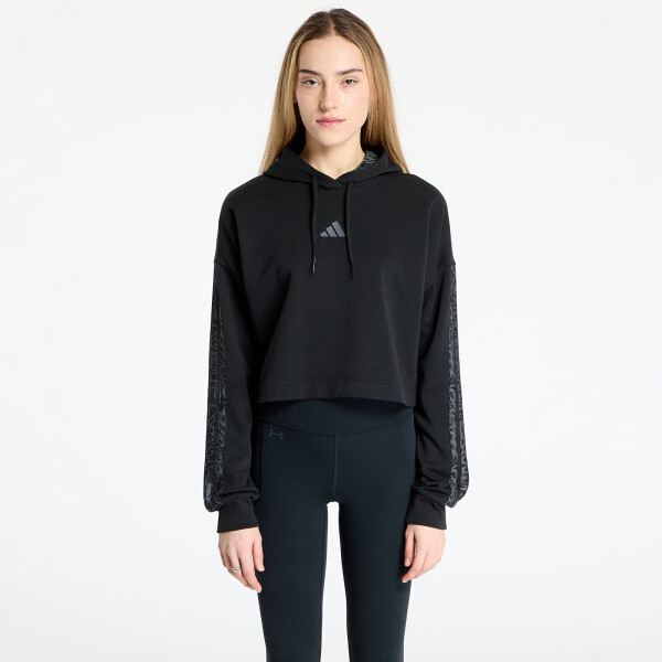 Mikina adidas Essentials 3 Stripes Print French Terry Hoodie Black L