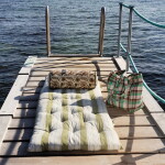 MADAM STOLTZ Bavlnená matrac Green / White Light blue / Grey 70 × 180 cm