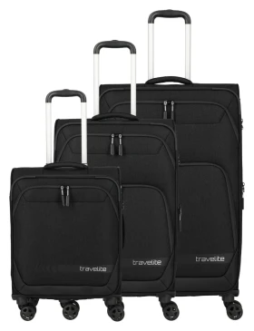 Travelite Kick Off 4w S, M exp, L exp Black S: 37 l / M: 69/73 l / L: 110/117 l TRAVELITE-6940-01