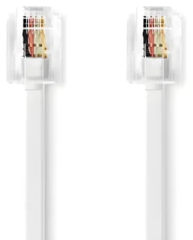 Nedis telefónny kábel biela / Kábel / RJ11 - RJ11 / Plochý / 5 m (TCGL90200WT50)