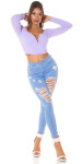 Sexy Highwaist Push Up Skinny Jeans ripped denimblue 40