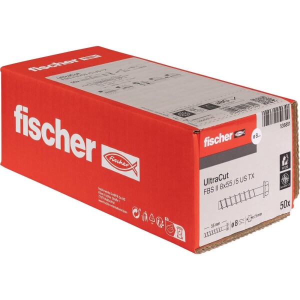 Fischer 536851 Concrete screw 8 mm 55 mm vonkajší šesťhran, TX 50 ks; 536851