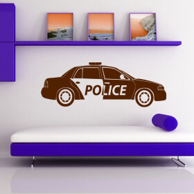 Veselá Stena Samolepka Policajné autíčko Farba: hnedá, Veľkosť: 100 x 32 cm