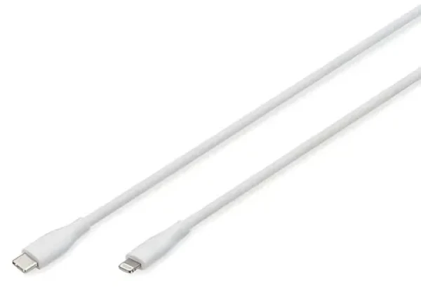 Digitus biela / Nabíjací a dátový kábel / USB-A - Lightning / silikónový / MFI / 60 W / 2 m (AK-600110-020-W)