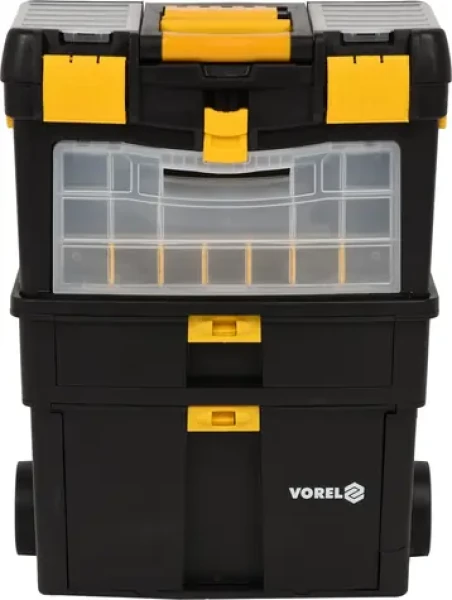 Vorel Pojazdný box na náradie s organizérom / Dielenský vozík / 3dielny / Plast / 46x22x62 cm (TO-78734)