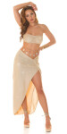 Sexy Koucla Glitter Bandeau Crop Top KYLIE Look BEIGE M