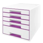 Leitz Zásuvkový box Wow CUBE bielo-purpurová / Zásuvkový box / 5 zásuviek / Plast / 287x270x363 mm (52142062)