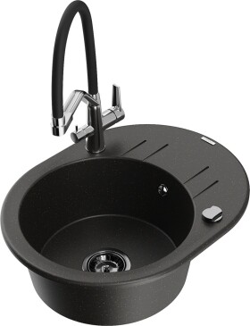 MEXEN/S MEXEN/S - Kevin granitový drez 1-miska vrátane batérie Duo, čierna/zlatá metalik 6517-75-671701-07-B