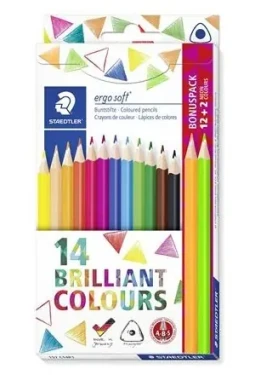 Staedtler ergosoft neón / Pastelky / 14 ks / trojhranné / kovová krabička (157 C14P1)