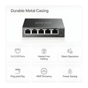 Mercusys MS105GS-M2 / 5-portový switch / 2,5 Gbps / Desktop / kovové telo / bez ventilátora (MS105GS-M2)