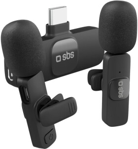NoName Mikrofony krawatowe SBS z odbiornikiem USB-C 2ks - čierne
