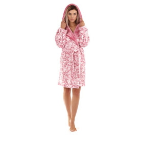 FLORA župan kapucí model 14722783 3/4 župan kapucí 3303 listy bílá antique pink flannel fleece polyester Vestis