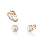 JwL Luxury Pearls Moderný set bronzových náušníc (1x záušnice, 2x kôstková náušnice) JL0809