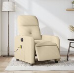 VidaXL vidaXL Rozkładany fotel masujący, elektryczny, krémový, tkanina
