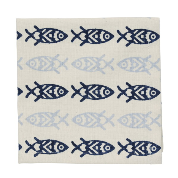 MADAM STOLTZ Bavlnený obrúsok Blue Fishes – set 4 ks