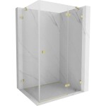 MEXEN/S - Lunar sprchovací kút dvere krídlové pravá 70 x 80, transparent, zlato kartáčovaná 834-070-080-55-00-P
