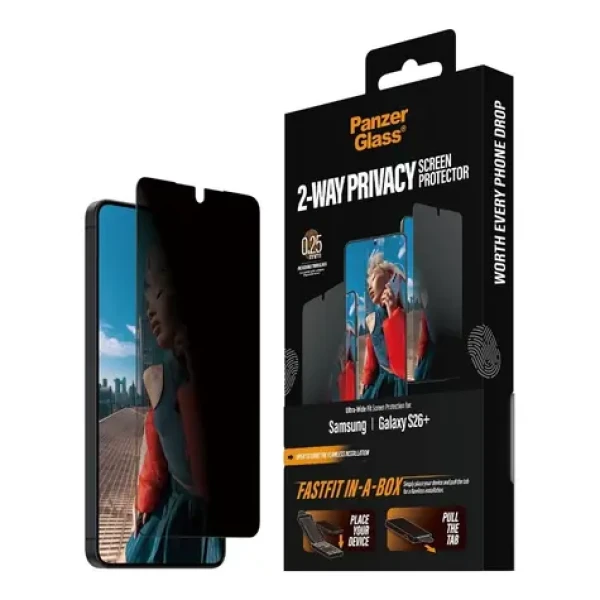 PanzerGlass Privacy Samsung Galaxy S26+ s bezprašným aplikačným boxom (PG20176)