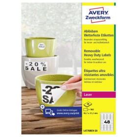 Avery-Zweckform L4778REV-20 45.7 x 21.2 mm prehľad produktov fólie biela 960 ks premiestniteľné Fóliové etikety laser, kópie; L4778REV-20