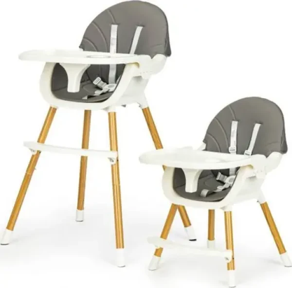 ECOTOYS Jedálenská stolička 2v1 Šedá / od 6 mesiacov (HA-004 GRAY)