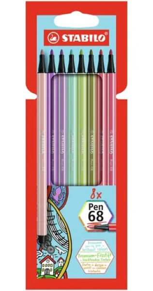 STABILO® Pen 68 - Prémiová vláknová fixka - 8 ks sada - 8 rôznych farieb (SB-68-8-02)