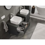 MEXEN/S - Rivel kúpeľňová skrinka pod umývadlo 60 cm s doskou, 2 zásuvky, reliéf, grafit mat 91A20-06047-2-BFFC66