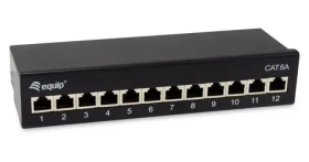 Equip čierna / Patch panel / 12x RJ45 / Cat6a / Tienený / 500 MHz / Desktop (326622)