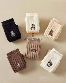 Ponožky Magnetis YN5041 Výšivka medvedíka bílá Univerzální