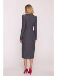 S412 Šaty v tvare ceruzky s ozdobnými ramenami - sivé EU XXL