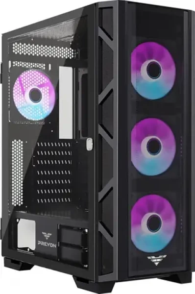 PREYON Nest Meshy+ ARGB čierna / ATX / USB-A 3.0 / 2x USB-A 2.0 / 4X 120mm / bez zdroja / priehľadná bočnica (PRENMP04B)