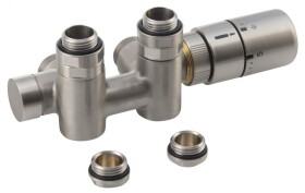 SAPHO - TWIN COMBI termostatická pripojovacia súprava ventil pre stredové pripojenie, prava, nerez mat CP5510S