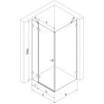 MEXEN/S - Lunar sprchový kút dvere krídlové ľavá 90 x 70, transparent, grafit metal 834-090-070-95-00-L