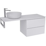 CERANO - Kúpeľňová skrinka Carole - biela matná + doska pod umývadlo Navira Slim - 18 mm + konzola chróm - 160x46x49,8 CER-606153