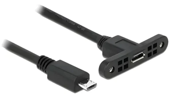 DeLock USB 2.0 / Predlžovací kábel / Micro-USB B samec-samica / 0,25 m / pre montáž do panelu (85245)