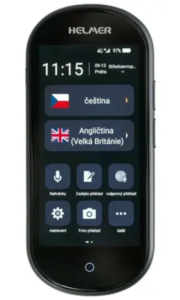 HELMER OTR 212 4G čierna / Inteligentný hlasový prekladač / 109 jazykov / mikrofón / foto sken / WiFi / 4G (hlmotr212)
