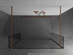 MEXEN/S - Kioto Sprchová zástena WALK-IN voľne stojaca 115 x 30 x 30, transparent, meď kartáčovaná 800-115-030-222-65-00-030