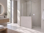 CERANO - Sprchová zástěna Walk-in Onyx Half Round L/P - 8 mm - kulatá vzpěra - chrom, transparentní sklo - 90x100 CER-681610