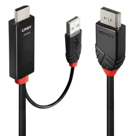 Lindy čierna/červená / Adaptér / HDMI - DisplayPort / 4K 60Hz / 2 m (41499)
