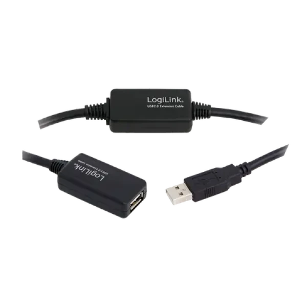 LogiLink UA0147 čierna / Aktívny USB 2.0 predlžovací kábel / 25m (UA0147)