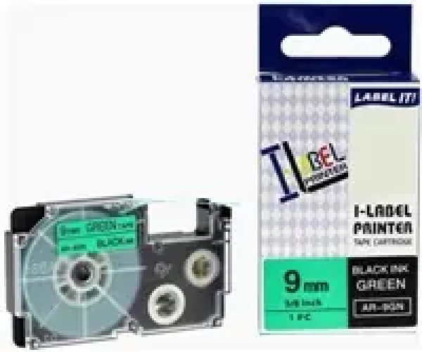 Xerox kompatibilná páska s Casio XR-9GN1 / zelený podklad / čierna tlač / šírka 9 mm / dĺžka 8 m (801L01085)