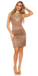 Sexy KouCla Neckholder Mini Dress + Crochet & Lace CAPPUCCINO S/M