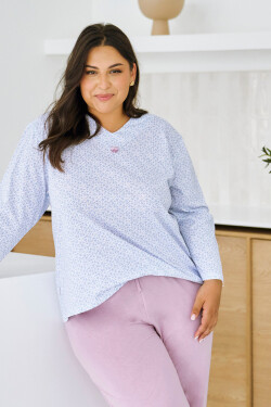 3463 DÁMSKE DLHÉ PYŽAMO DEBORA 2XL-4XL Modrá 2XL