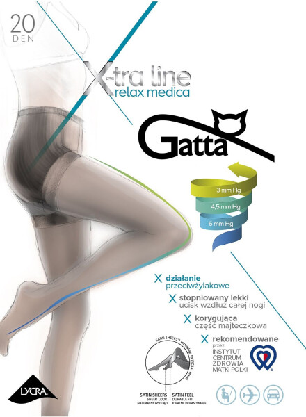 Dámske pančuchové nohavice Gatta Body Relax Medica 20 den 5-XL fumo/odc.šedá 5-XL